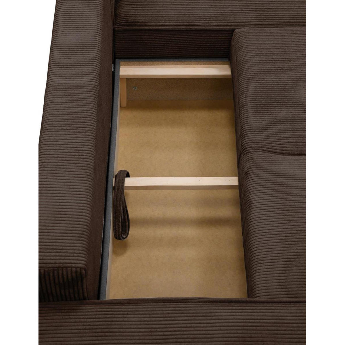ECKSCHLAFSOFA Primo L braun - Schwarz/Braun, Textil (290/185cm) - Beautysofa