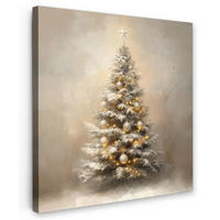 LEINWANDBILD Weihnachten - Weihnachtsbaum - Schnee - Kunst 50x50 cm - Champagner, Textil (50/50cm) - MuchoWow