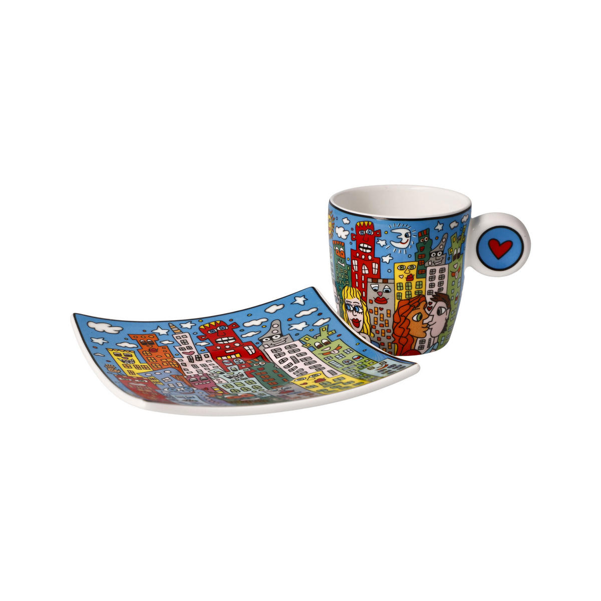 ESPRESSOTASSE James Rizzi - Summer in the City, Fine Bone China, Bunt, 0.25 L - Multicolor, Keramik (0.1L) - Goebel