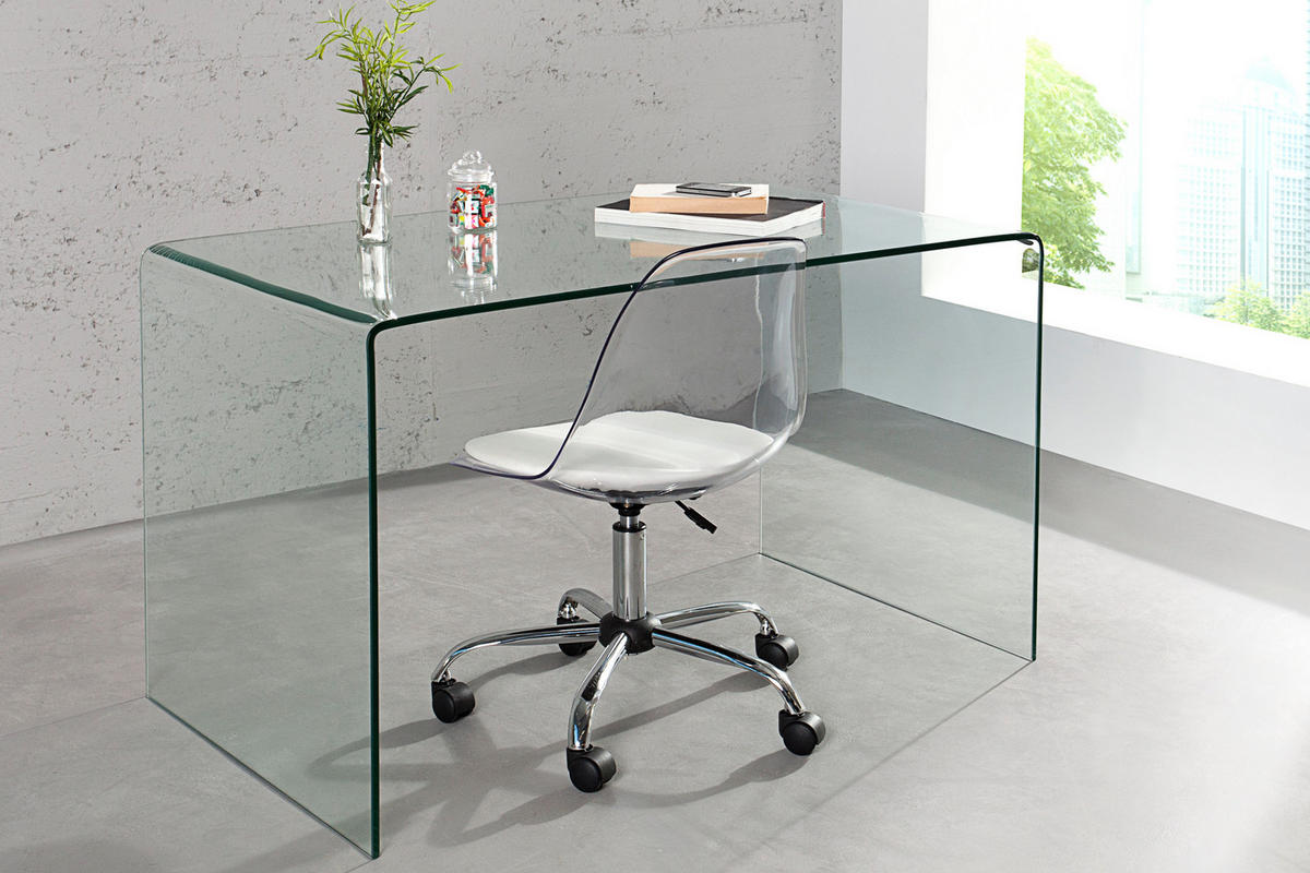 SCHREIBTISCH FANTOME Glas Transparent 120 cm - Transparent, Glas (70/120/73cm) - riess-ambiente