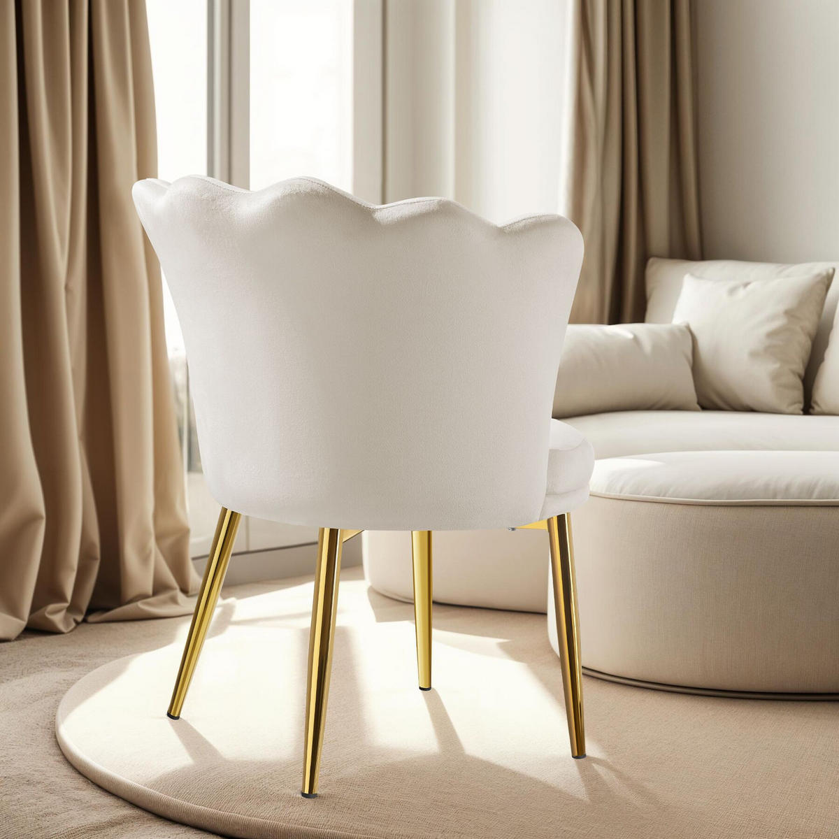 SESSEL Stella,67 x 64 x 76 cm,Samtoptik creme/gold - Goldfarben/Samtahornfarben, Textil (67/76/64cm) - tectake