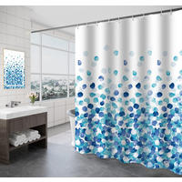 DUSCHVORHANG Blau schimmelresistent antibakteriell geruchlos mit Ringen und beschwertem Saum - Blau, Textil (180/200cm) - MCBOSON