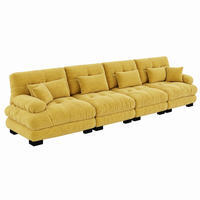 SOFA modulares Ecksofa 4-Sitzer Chenille Yellow - Gelb, Kunststoff (77/81/406cm) - Meubliv