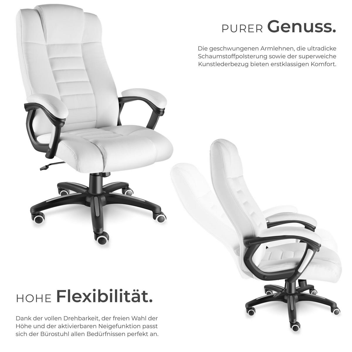BÜROSTUHL Mafz, einstellbare Wippfunktion, weiß - Weiß, Textil (49/50/52cm) - tectake