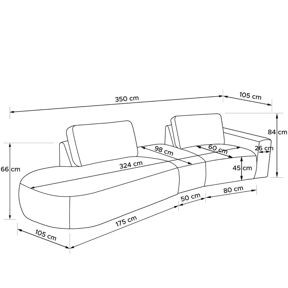 4-SITZER ECKSOFA ZUCCO Boucle links, Hellbraun - Hellbraun, Textil (350/84/105cm) - KONSIMO®