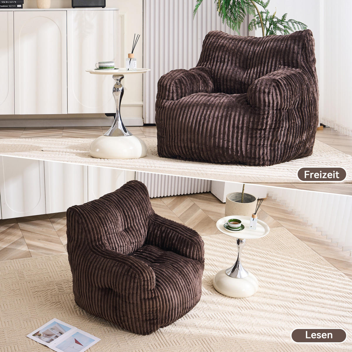 SOFA,BRAUNCORDBEZUG, Polstersessel Relaxsessel für Wohnzimmer Schlafzimmer - Braun, Textil (100/70/94cm) - PARAFTA HOME