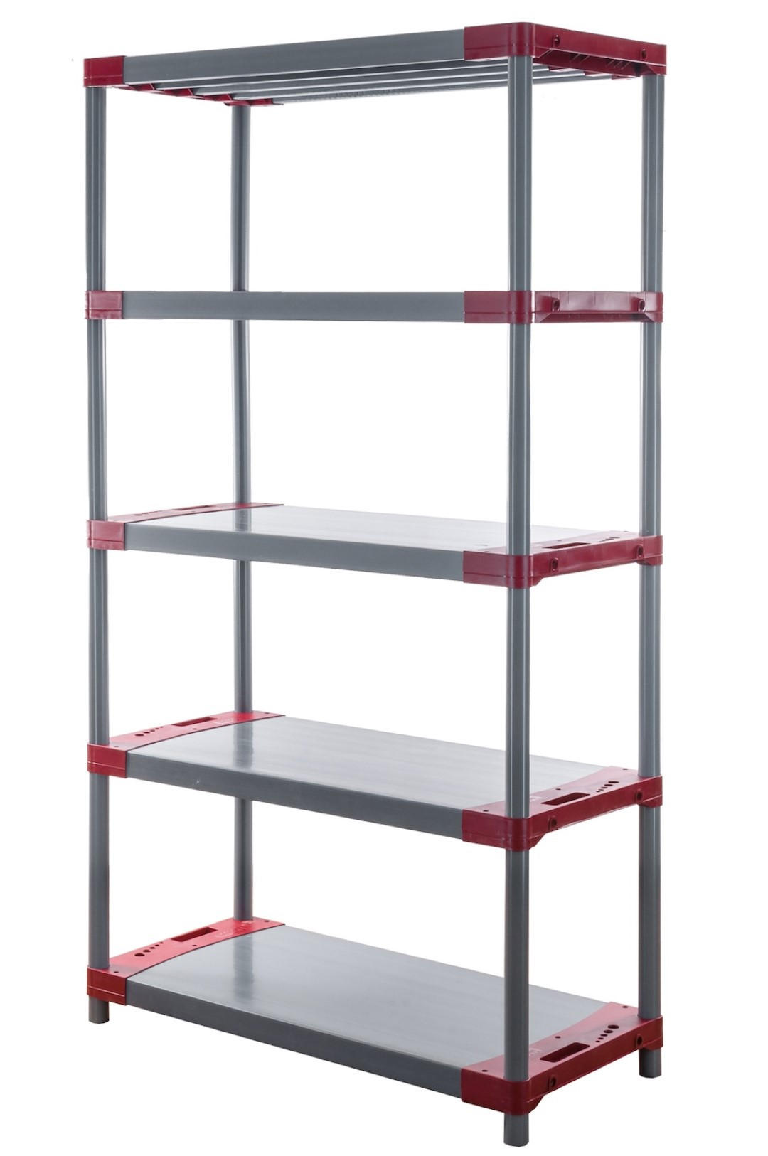 KUNSTSTOFFREGAL BIG GREY BEAR Tall 180x100x46cm Fachlast 160kg Grau-Rot - Rot, Kunststoff (100/180/46cm) - PROREGAL