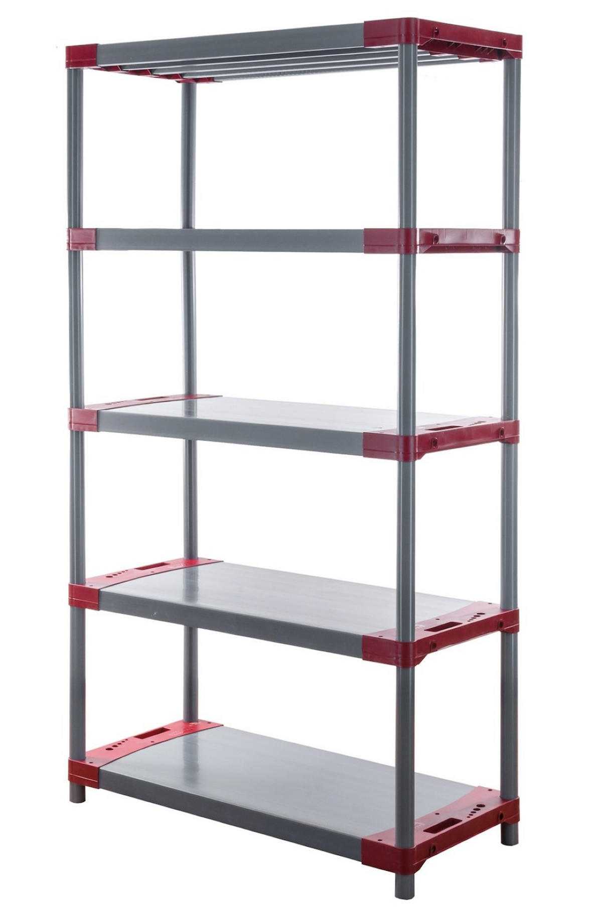 KUNSTSTOFFREGAL BIG GREY BEAR Tall 180x100x46cm Fachlast 160kg Grau-Rot - Rot, Kunststoff (100/180/46cm) - PROREGAL