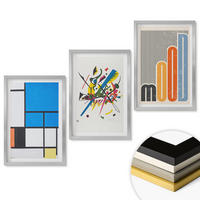 WANDBILDER 3er Set - 40x60 cm Silberner Rahmen - Abstrakte moderne Geometrie - Silberfarben, Kunststoff (40/60cm) - ArtPrintCave