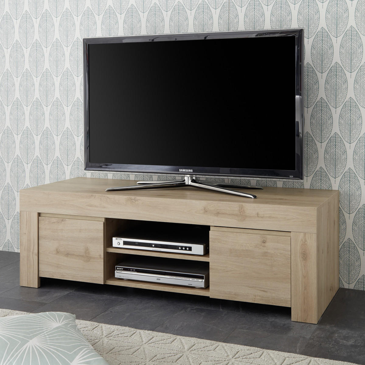 TV-MÖBEL mit 2 Türen L138 cm - Firenze - Eichefarben, Holzwerkstoff (42/44/138cm) - Calicosy