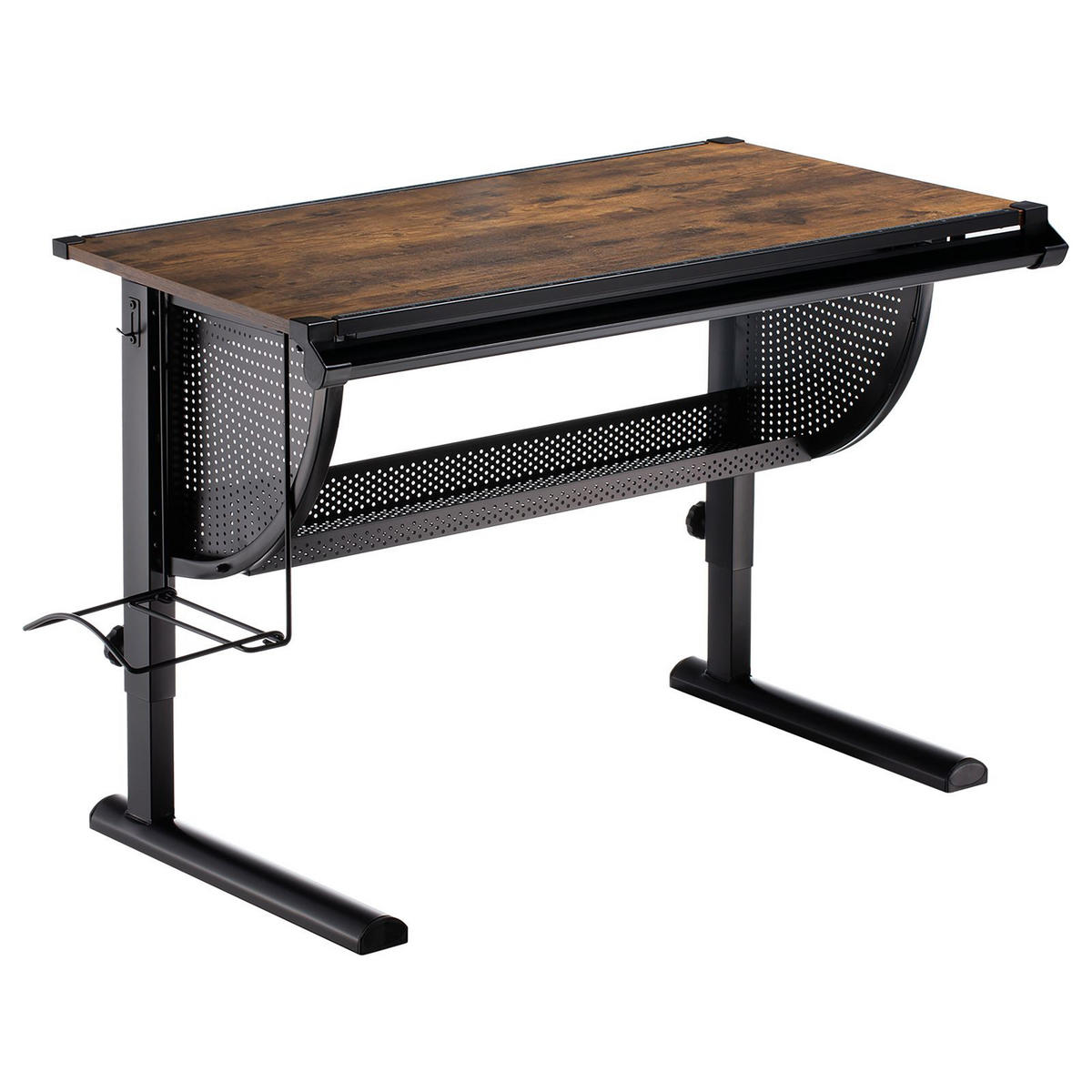 KINDERSCHREIBTISCH SARI - Dunkelbraun/Schwarz, Holzwerkstoff/Metall (111/93/60cm) - CARO-Möbel