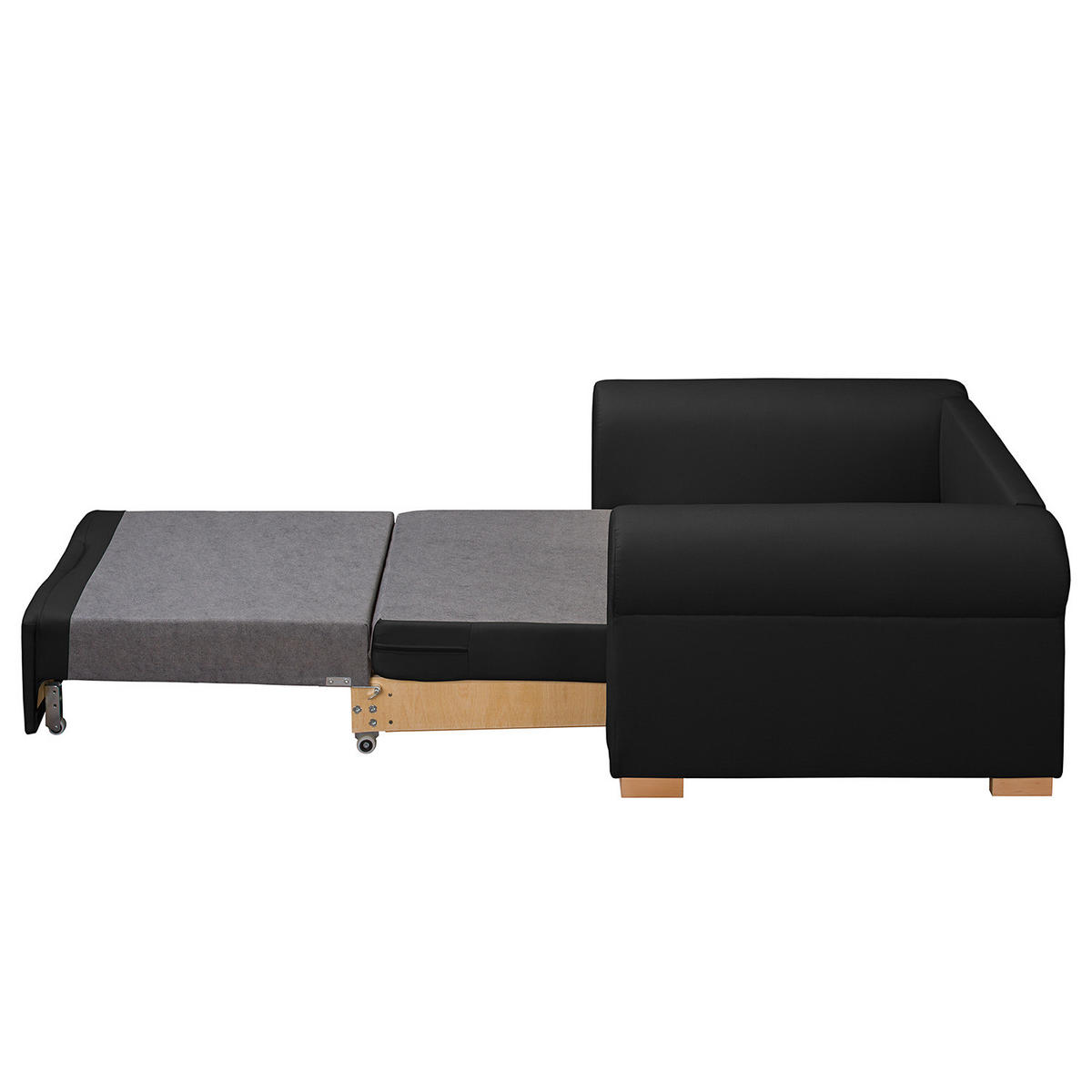 SCHLAFSOFA mit Husse - Dunkelgrau/Buchefarben, Buchenholz/Textil (125/90/90cm) - home24