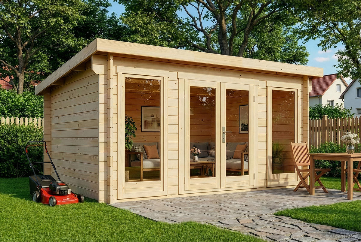 GARTENHAUS Holz Atrium Compact - Naturfarben, Holz (440/230/340cm) - Alpholz