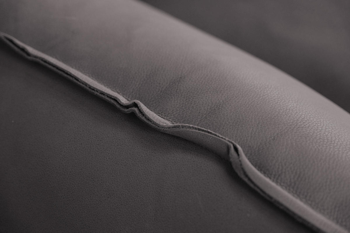 LEDERSOFA DAVITO Grau Leder - Schwarz/Grau, Leder/Kunststoff (280/88/108cm) - KAWOLA