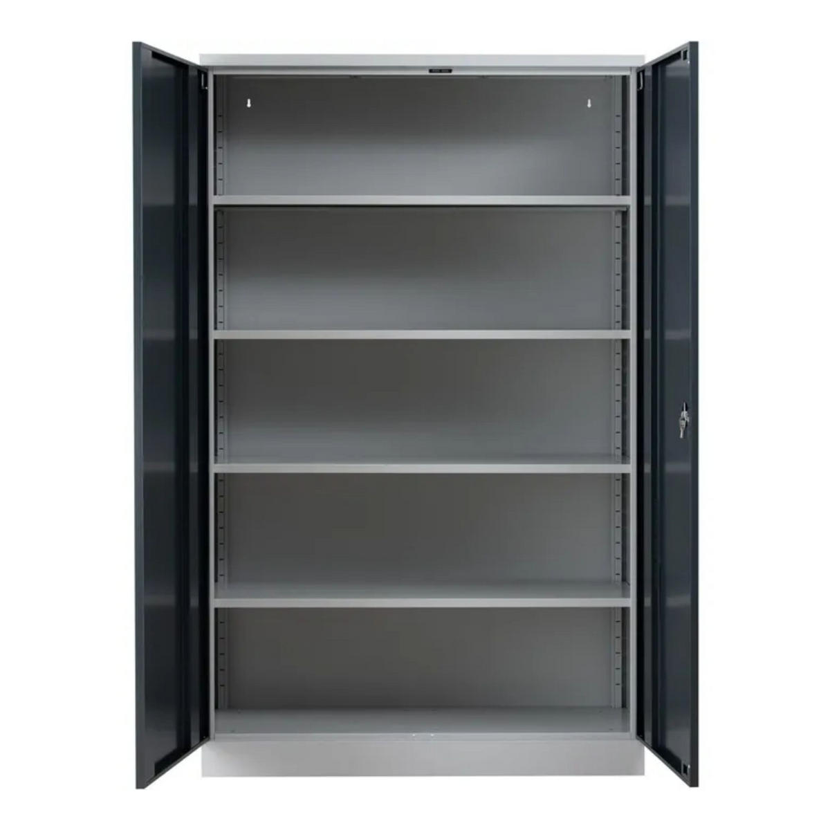 STAHLSCHRANK Bee mit 7 verzinkten Fachböden 195x120x42 cm Korpusfarbe Lichtgrau Frontfarbe Anthrazit - Anthrazit, Metall (120/195/42cm)