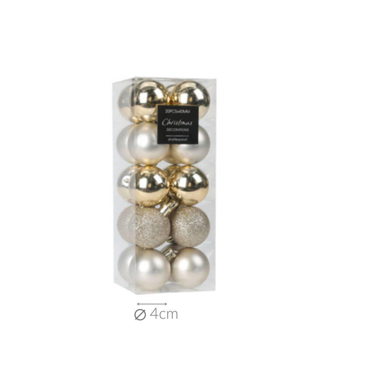 WEIHNACHTSKUGELN 20er-Set Ø 4 cm - Silberfarben/Goldfarben, Kunststoff (7.8/19.5/7.8cm) - Home Styling Collection