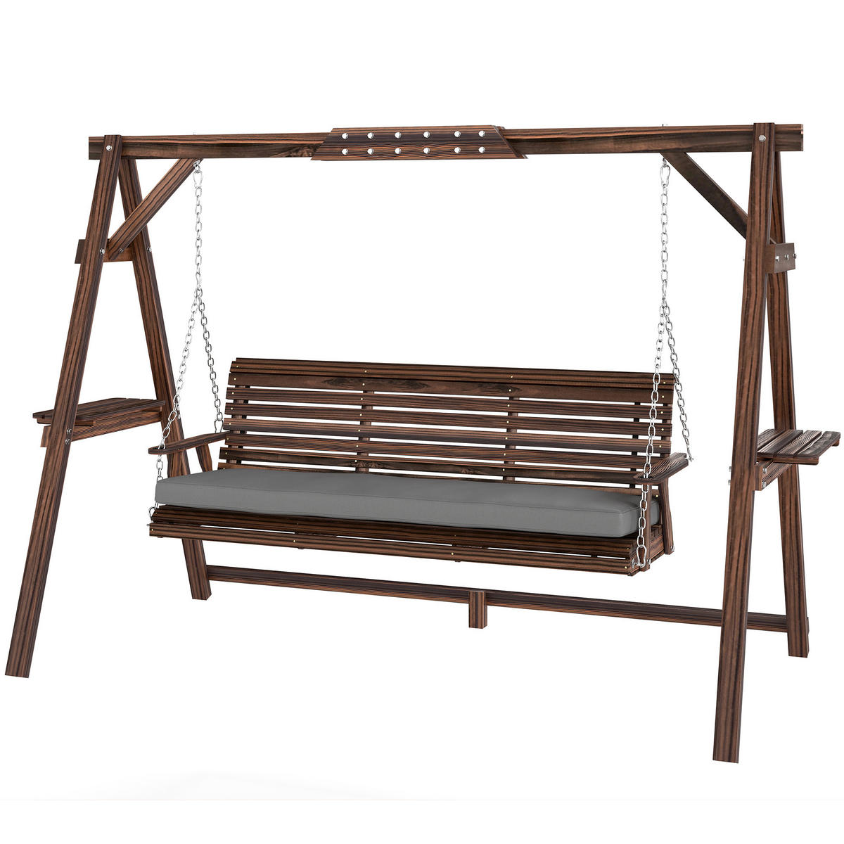HOLLYWOODSCHAUKEL Braun 3-Sitzer 243/134/170 cm - Braun, Holz (243/170/134cm) - PANGIVO