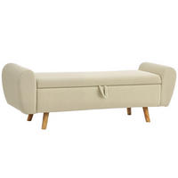 SITZBANK Polyester Gummibaumholz Beige - Beige, Holz/Textil (45/51/150cm) - HOMCOM