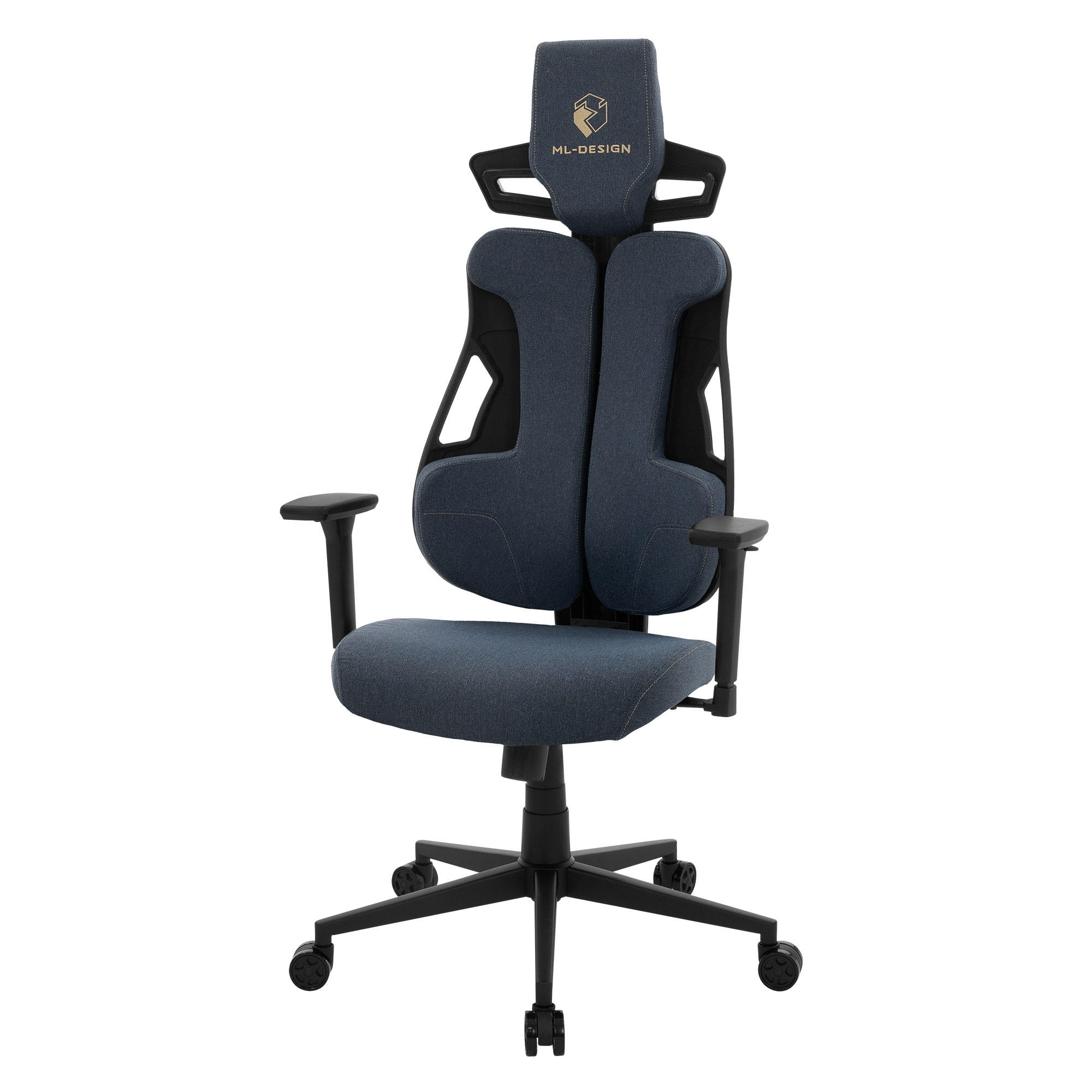 ML-DESIGN HERNÍ židle s látkovým potahem v modré barvě, individuálně nastavitelná