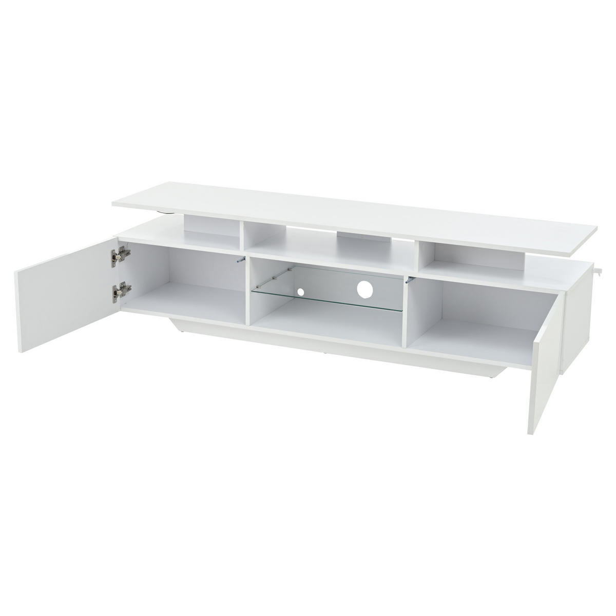TV-SCHRANK 160/40/45 cm Weiß Hochglanz mit LED und 2 Türen - Weiß, Holzwerkstoff (160/45/40cm) - Oxeza