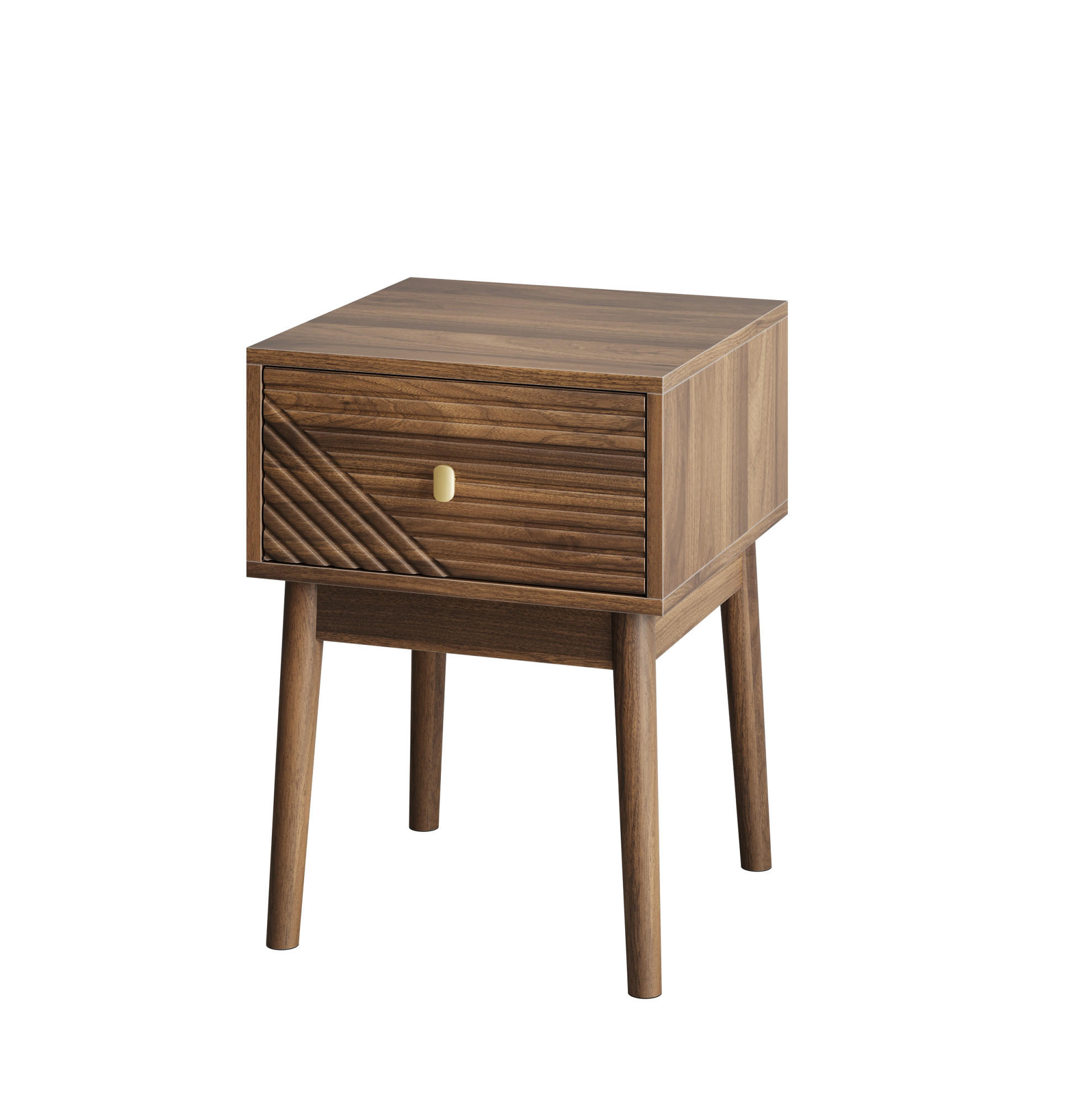 NACHTTISCH-SET (2 Stück) aus MDF mit 2 Schubladen, 40/40/55 cm, Walnuss - Walnussfarben, Holzwerkstoff (40/55/40cm) - Redom