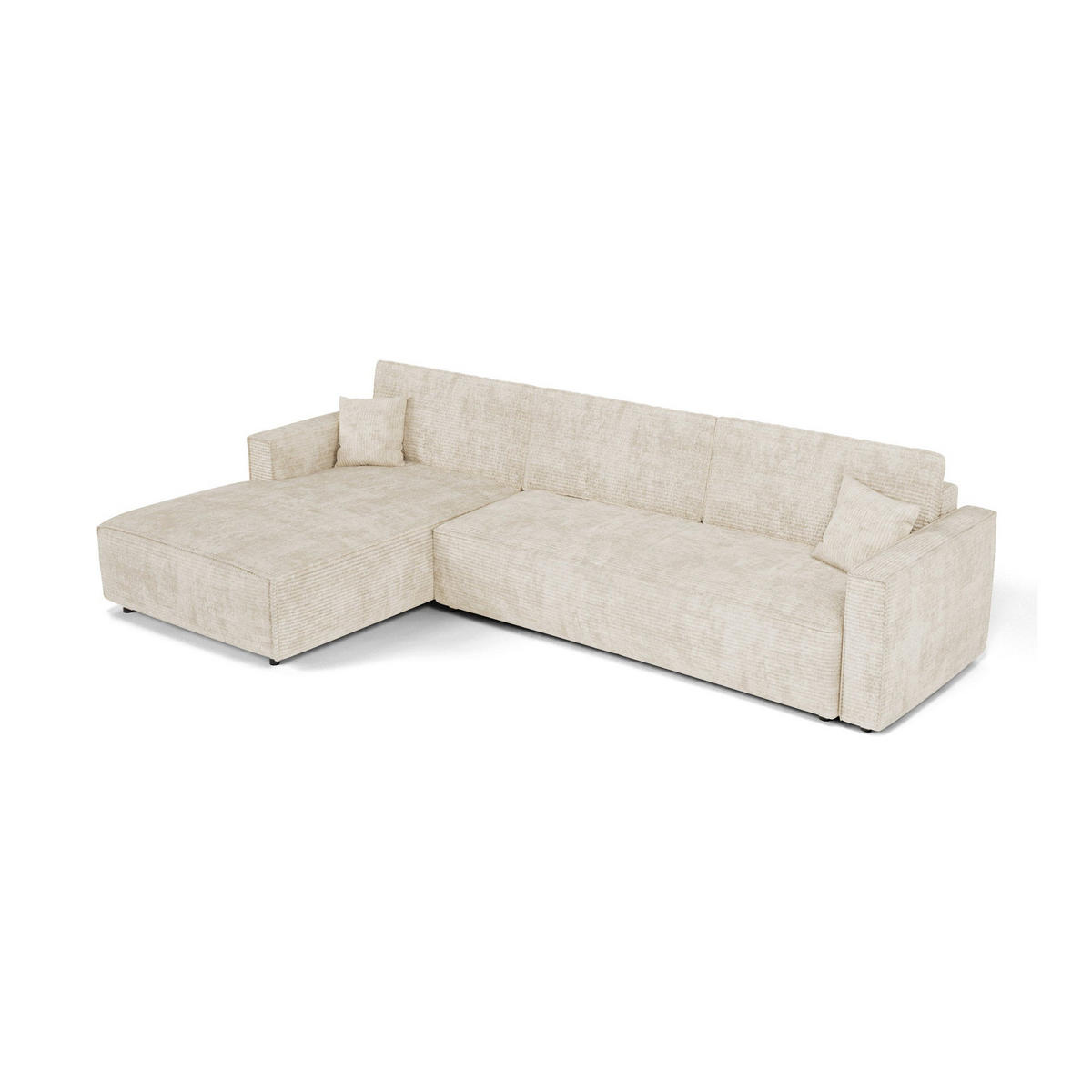 LINKSECK-SCHLAFSOFA mit Stauraum Cord Beige 297cm - Beige, Textil (297/167cm) - Premium Interiors