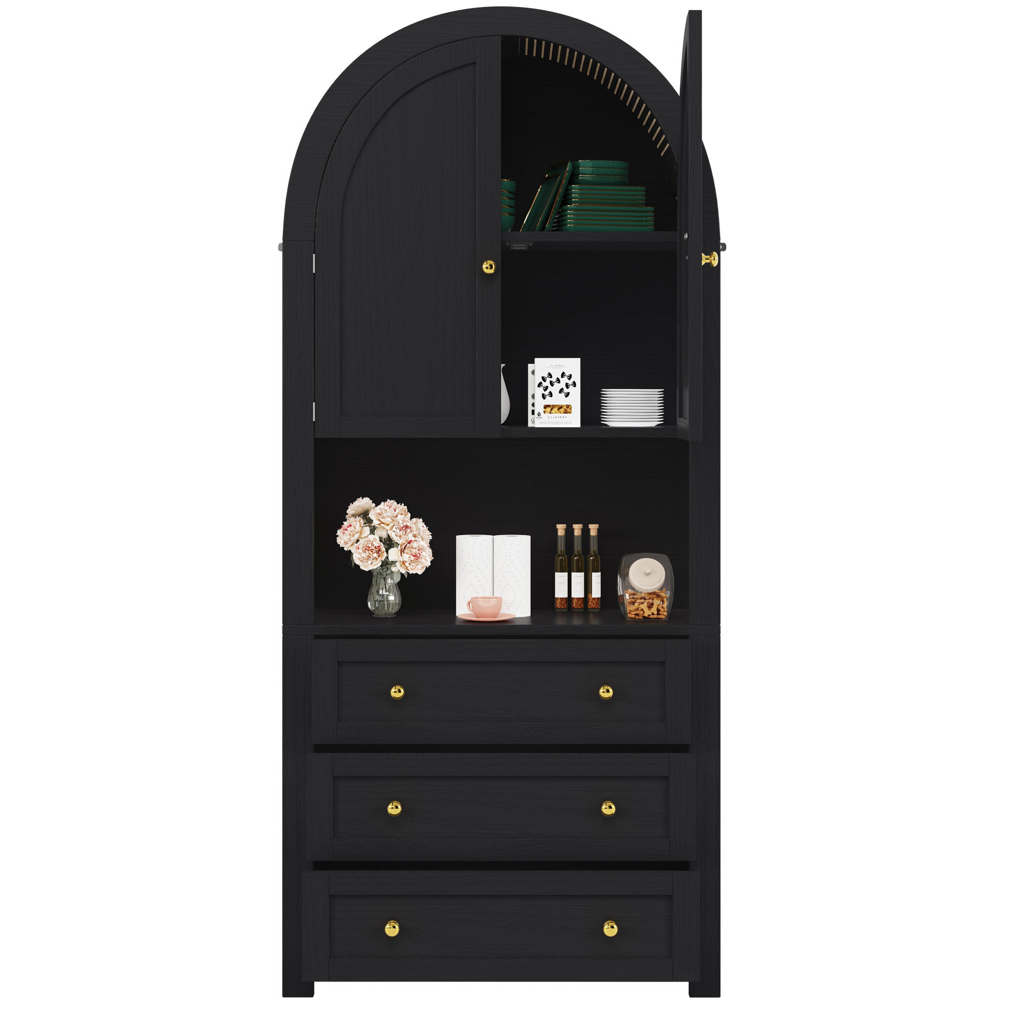 Flora Grace Buffet Schwarz 70x180x35 cm