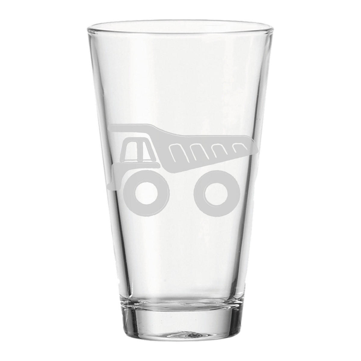 KINDERBECHER Baustellenfahrzeuge transparent 300 ml 3er Set - Transparent, Glas (0.3L) - LUXENTU