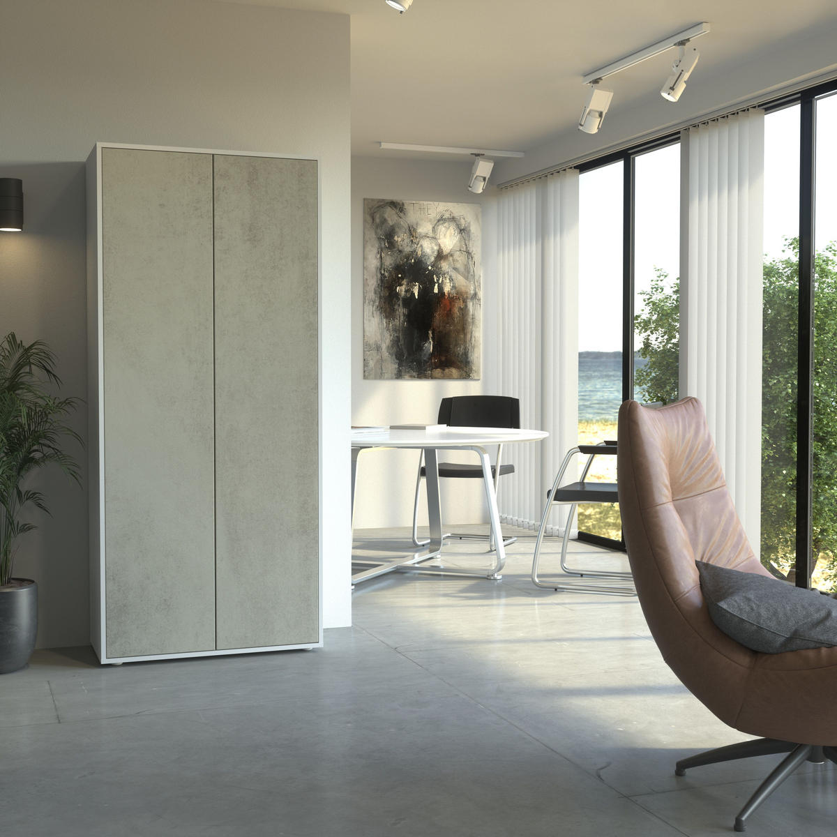 AKTENSCHRANK Amira T00 Beton Oxid 180/80/40 cm - Hellgrau, Holzwerkstoff (80/180/40cm) - SIMPLYFURN