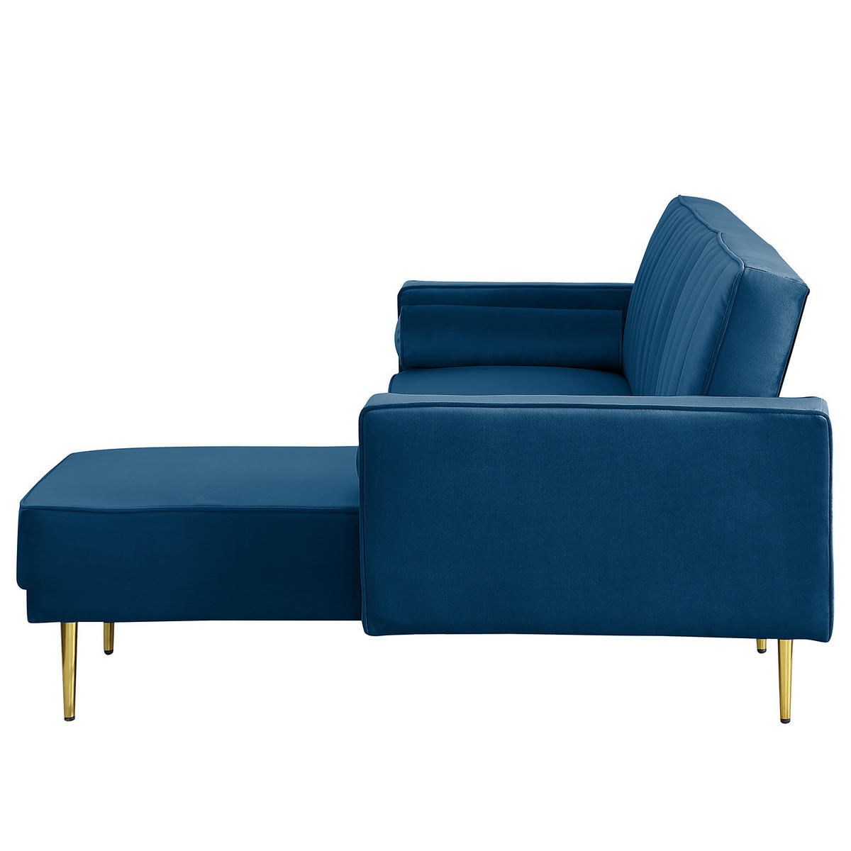 ECKSOFA mit Schlaffunktion - Goldfarben/Blaugrau, Textil/Metall (223/144cm) - home24