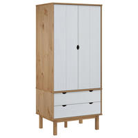KLEIDERSCHRANK OTTA Braun&Weiß 76,5x53x172 cm Massivholz Kiefer - Weiß, Holz (76.5/172/53cm) - furnicato