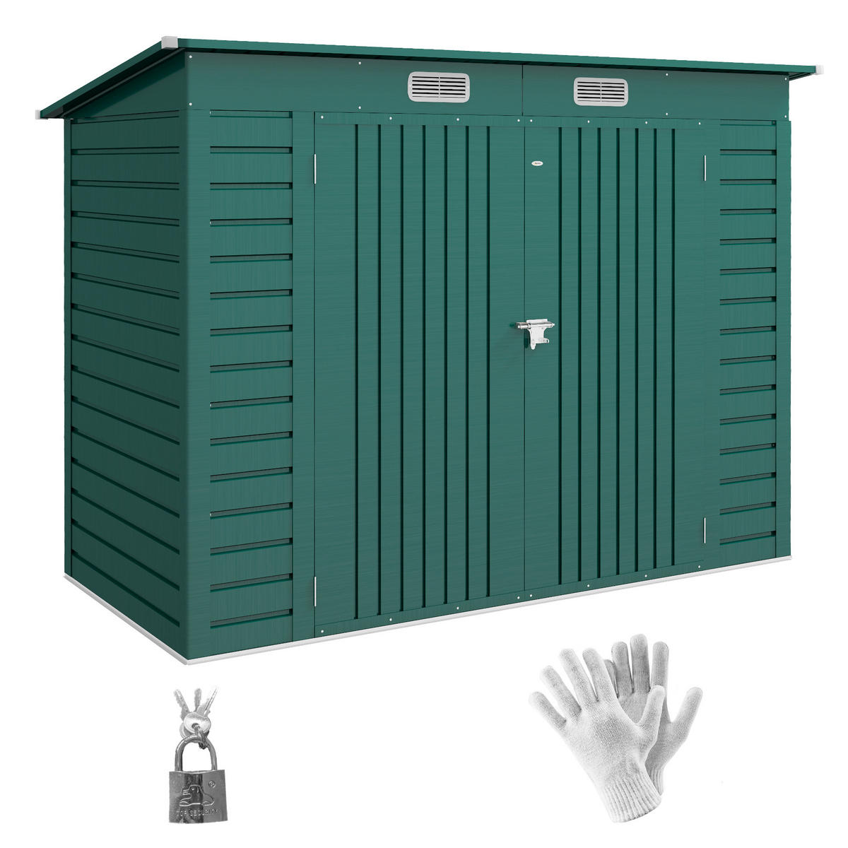 GERÄTEHAUS Stahl 249 x 121 x 166/183 cm - Grün, Metall (121/183/249cm) - Outsunny