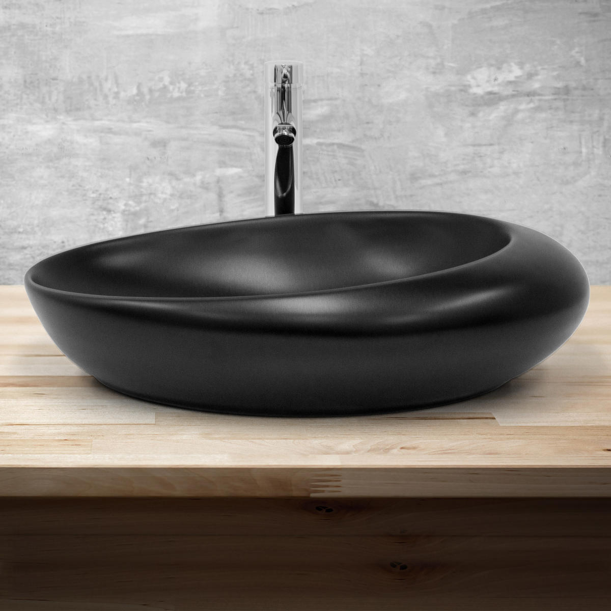 WASCHBECKEN - Schwarz, Keramik (37/58/58cm) - ML-DESIGN