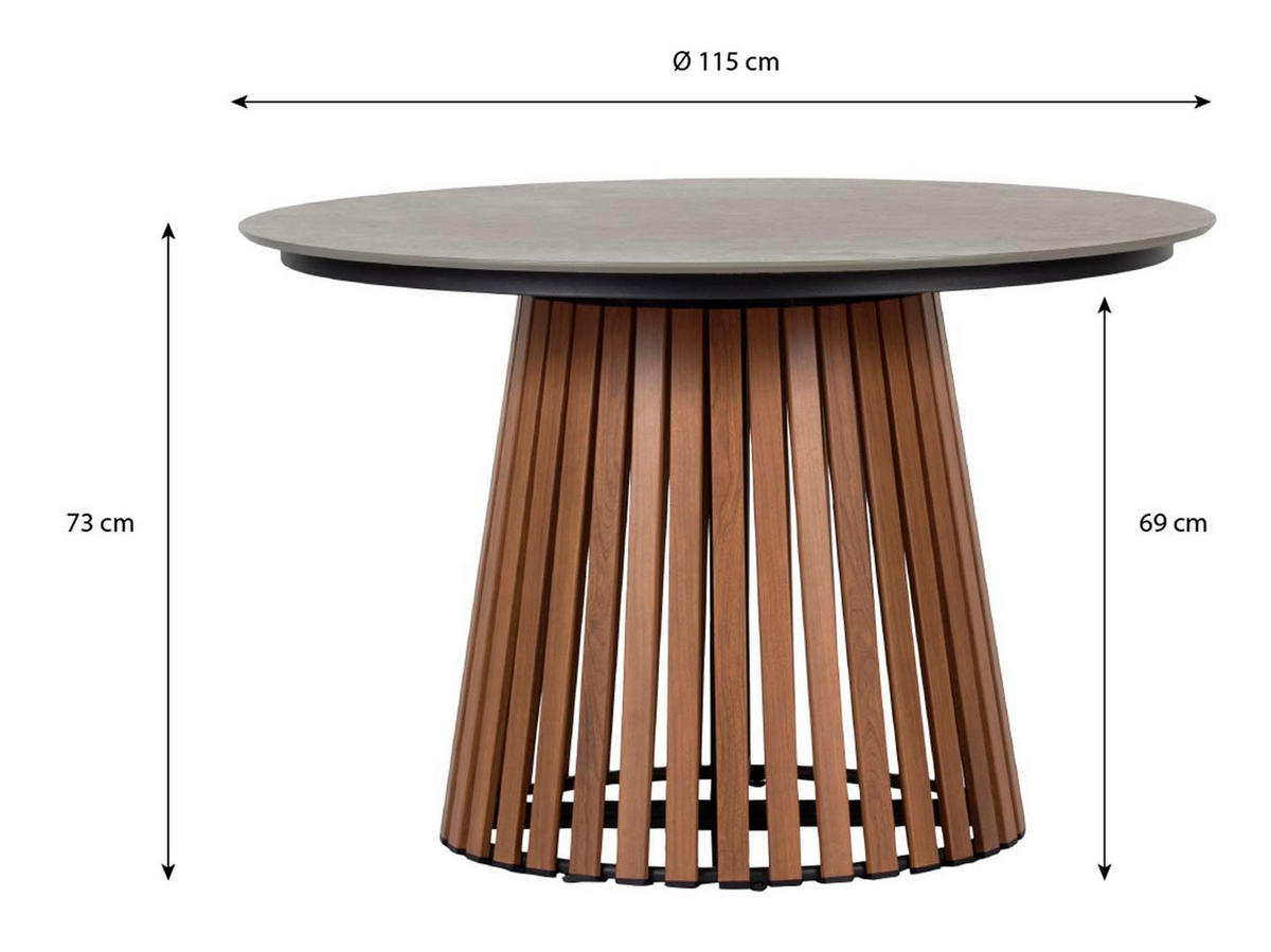 GARTENTISCH Teak Dekor - Teakfarben, Holzwerkstoff (115/115/73cm) - ebuy24
