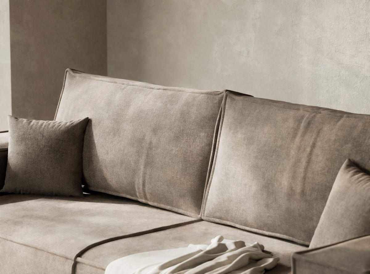 SOFA MIT SCHLAFFUNKTION Milos Braun Webstoff - Schwarz/Braun, Holz/Holzwerkstoff (255/70/105cm) - Maison de Reve