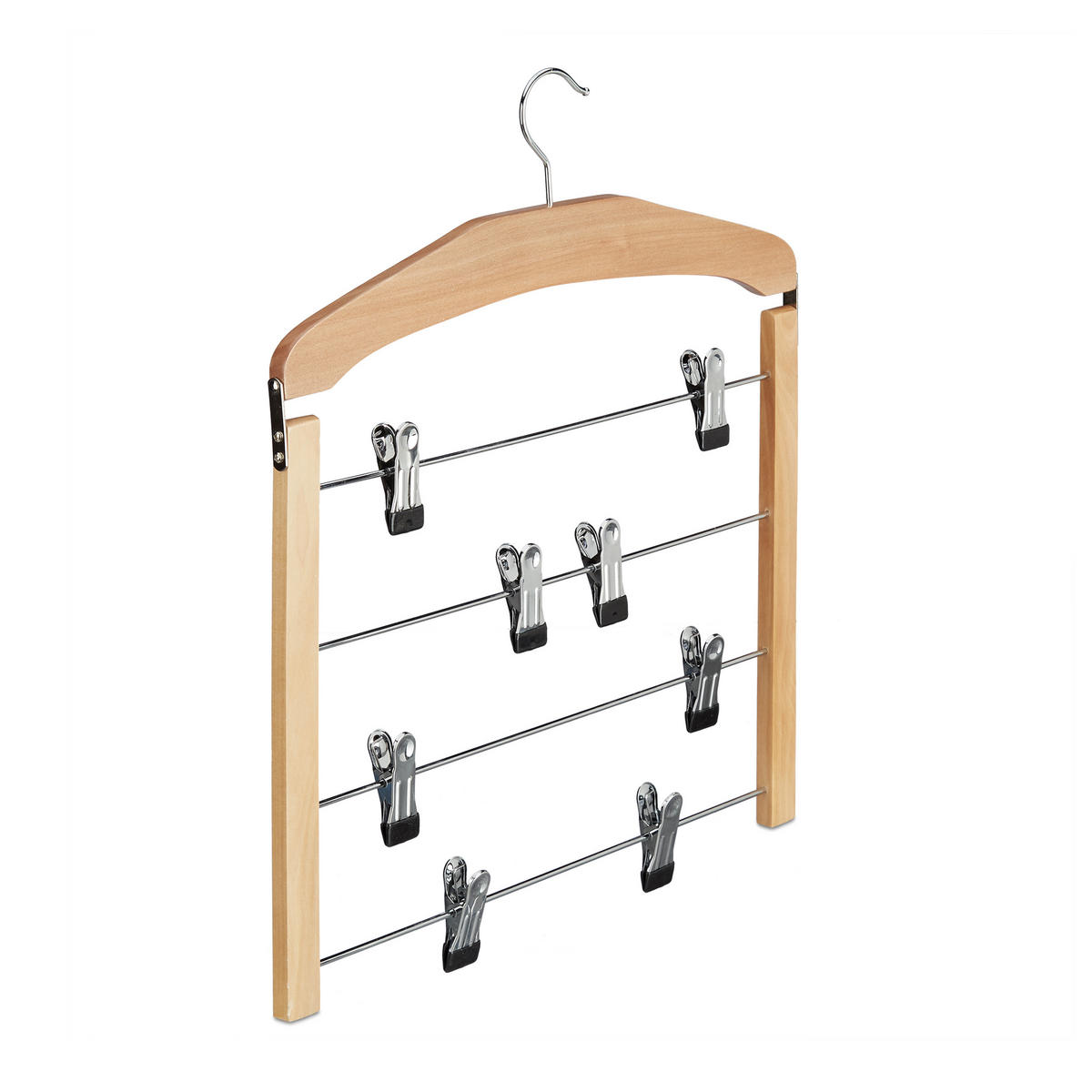 SÚPRAVA vešiakov na sukne - svetlohnedá, kov/drevo (39/45.5/2.5cm) - Relaxdays