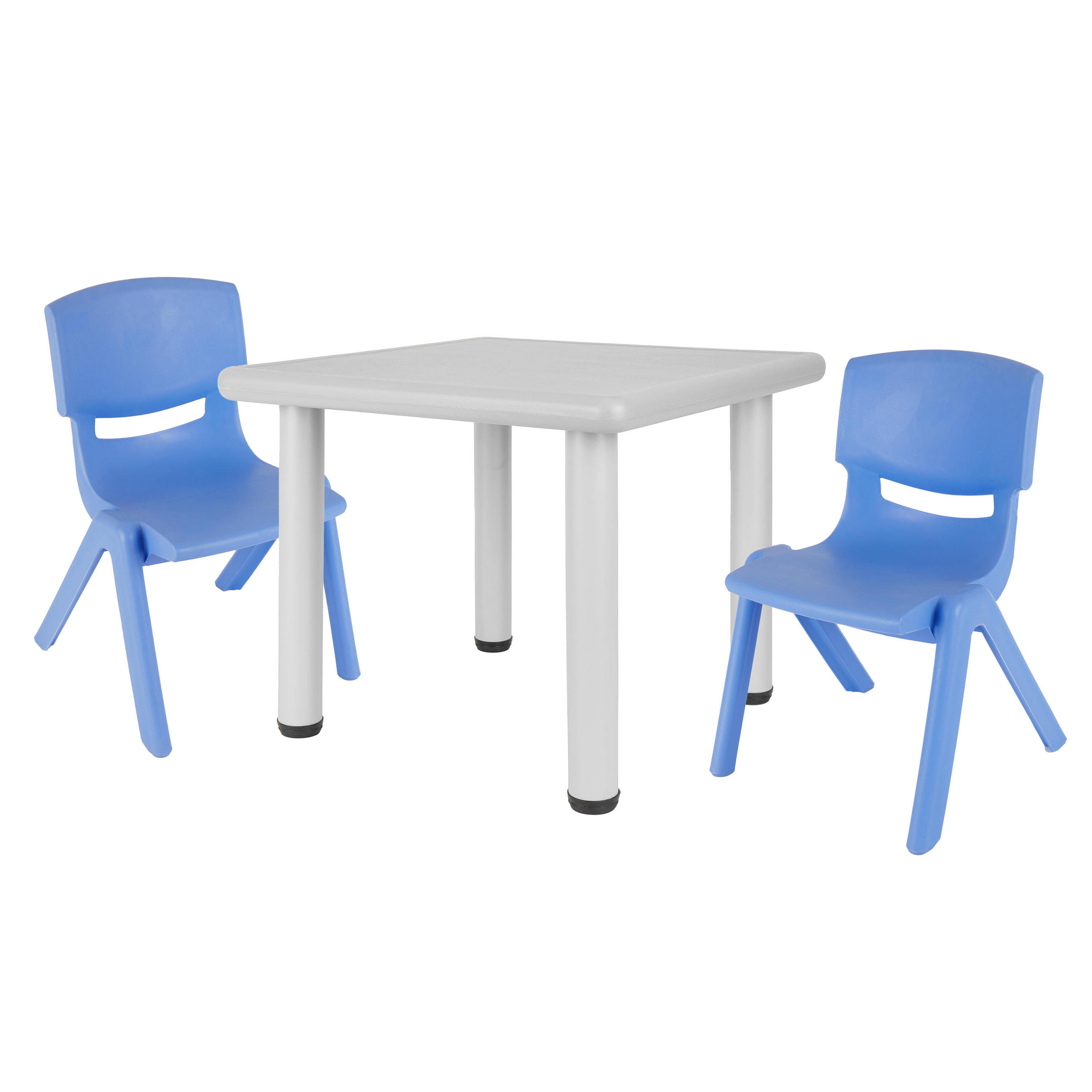 KINDERTISCH mit 2 Stühlen innen u. außen - Blau, Kunststoff (62/52/62cm) - Bieco Spielwaren