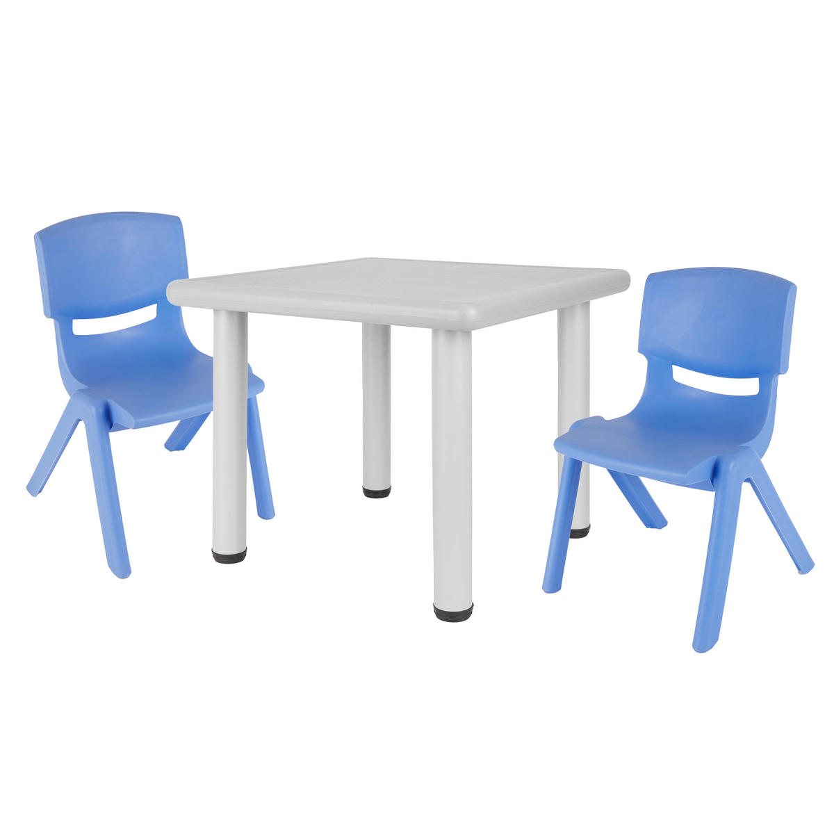 KINDERTISCH mit 2 Stühlen innen u. außen - Blau, Kunststoff (62/52/62cm) - Bieco Spielwaren