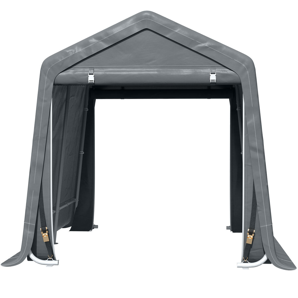 FAHRRADGARAGE DE-16849 2 Reißverschlusstüren mit Metallrahmen Dunkelgrau - Dunkelgrau, Kunststoff (240/240/280cm) - ComfortXL