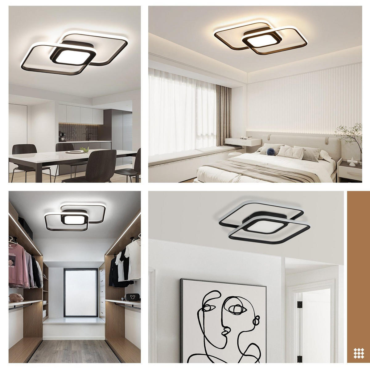 LED-DECKENLEUCHTE Carl 38.8/38.8/4.7 cm - Schwarz, Metall (50/38.8/4.7cm) - ZMH