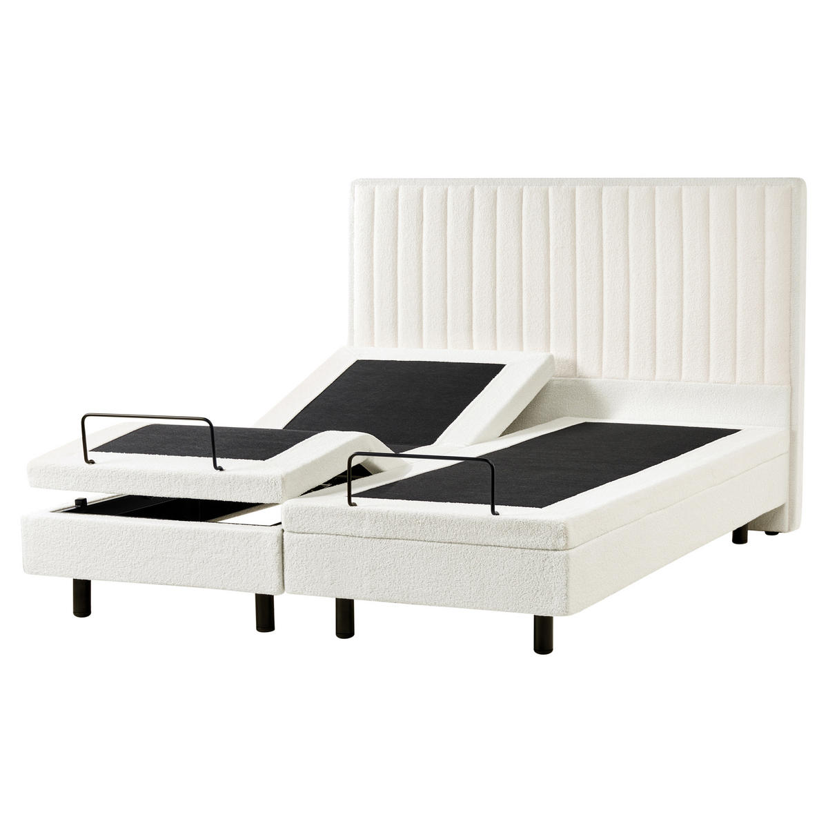 BETT 160/200 cm Cremeweiß Duke II - Schwarz/Weiß, Textil (160/200cm) - Beliani