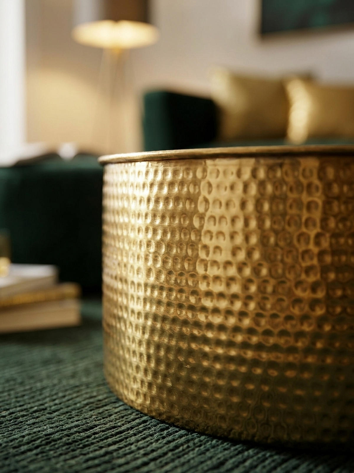 COUCHTISCH Orientstil Hammerschlag-Aluminium, Gold 61x61x40 cm - Goldfarben, Metall (61/61/40cm) - KADIMA DESIGN