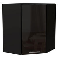 ECKHÄNGESCHRANK Essen W10/60 Schwarz Hochglanz / Schwarz Matt 60 / 60 / 72cm - Schwarz Hochglanz/Schwarz, Holz/Holzwerkstoff (60/72/60cm) - Feldmann-Wohnen