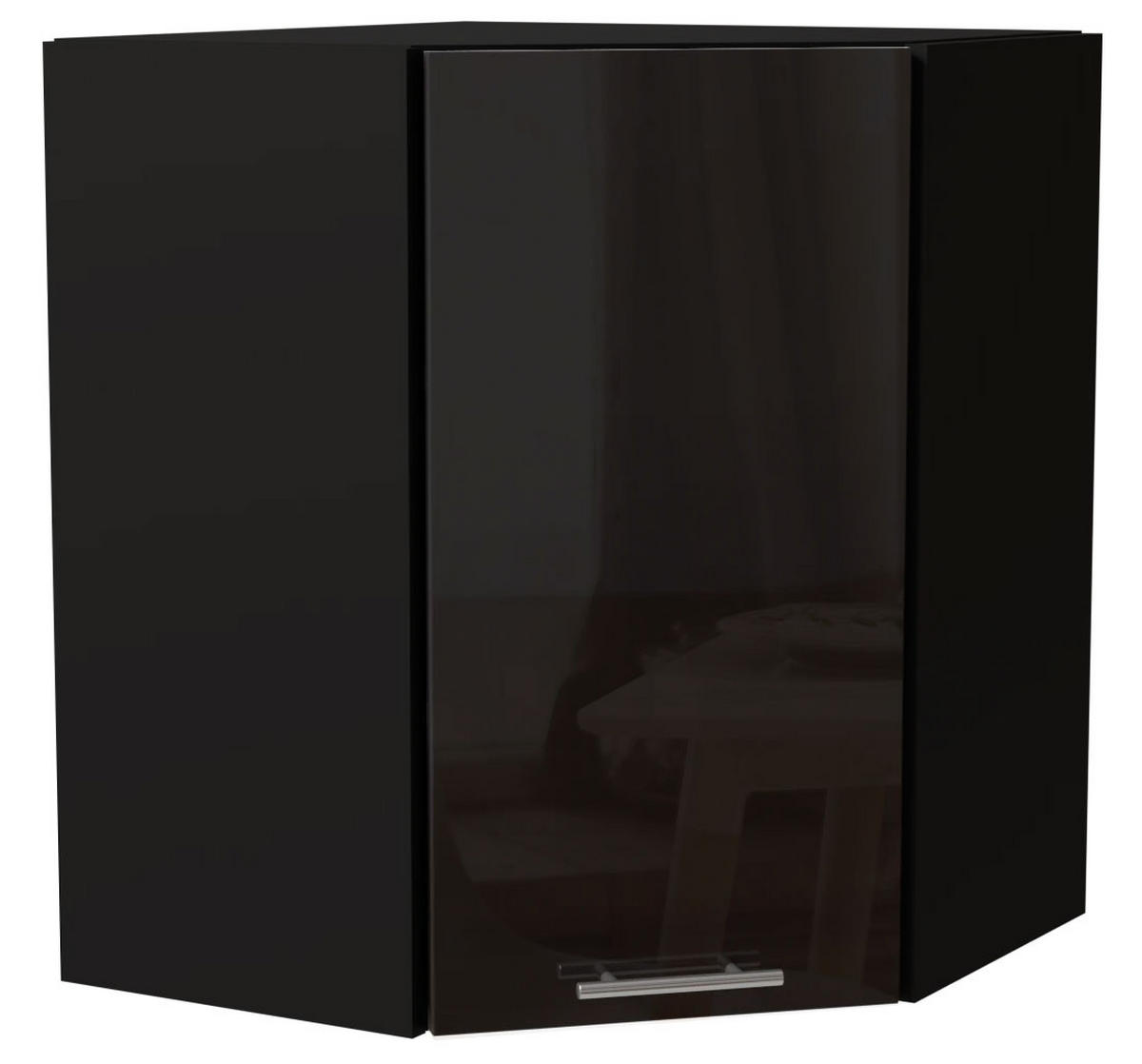 ECKHÄNGESCHRANK Essen W10/60 Schwarz Hochglanz / Schwarz Matt 60 / 60 / 72cm - Schwarz Hochglanz/Schwarz, Holz/Holzwerkstoff (60/72/60cm) - Feldmann-Wohnen