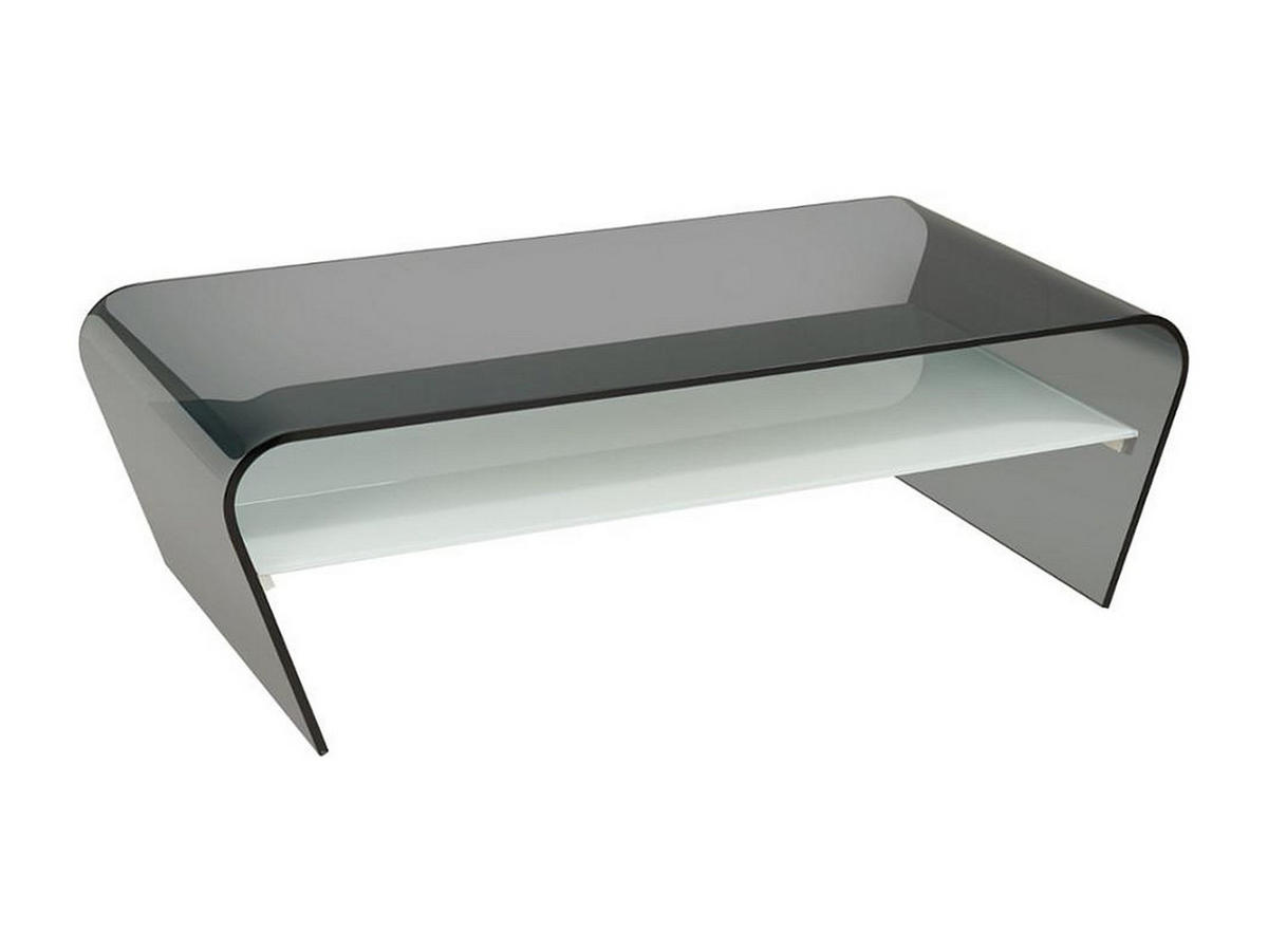 COUCHTISCH mit Ablage - Glas Design - Schwarz-Weiß - KELLY - Schwarz, Glas (120/60/37cm) - Vente-Unique