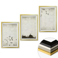 WANDBILDER 3er Set - 40x60 cm Goldrahmen - Vögel im Flug, minimalistischer Stil - Goldfarben, Kunststoff (40/60cm) - ArtPrintCave