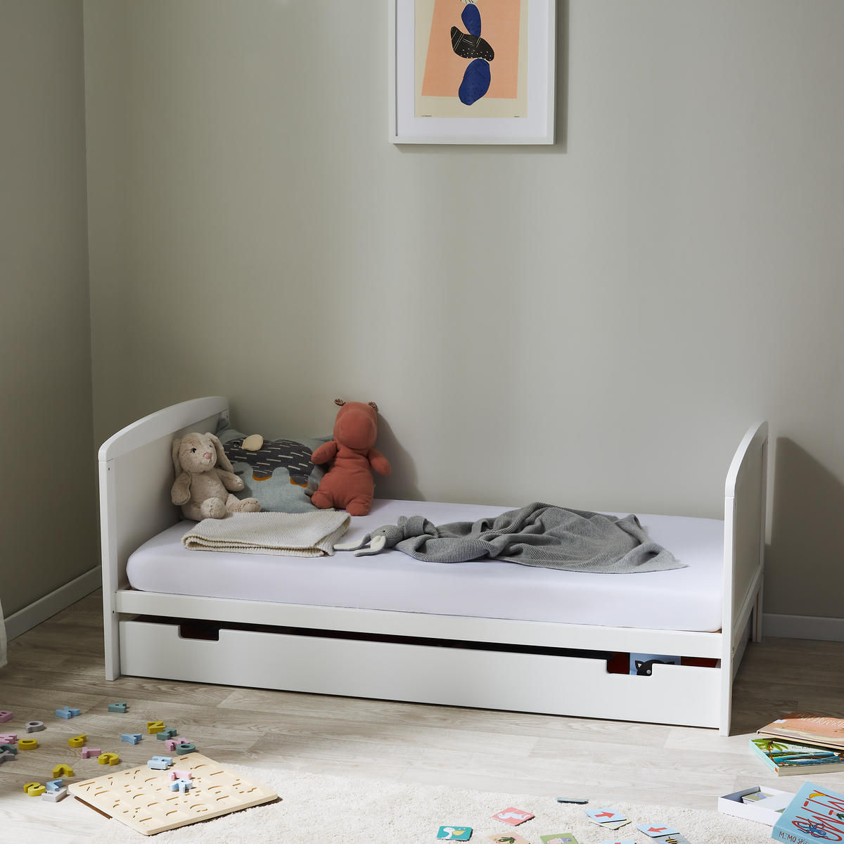 BABYBETT 70x140 cm mit Schublade in weiss - Weiß, Holz (70/140cm) - Kids Collective