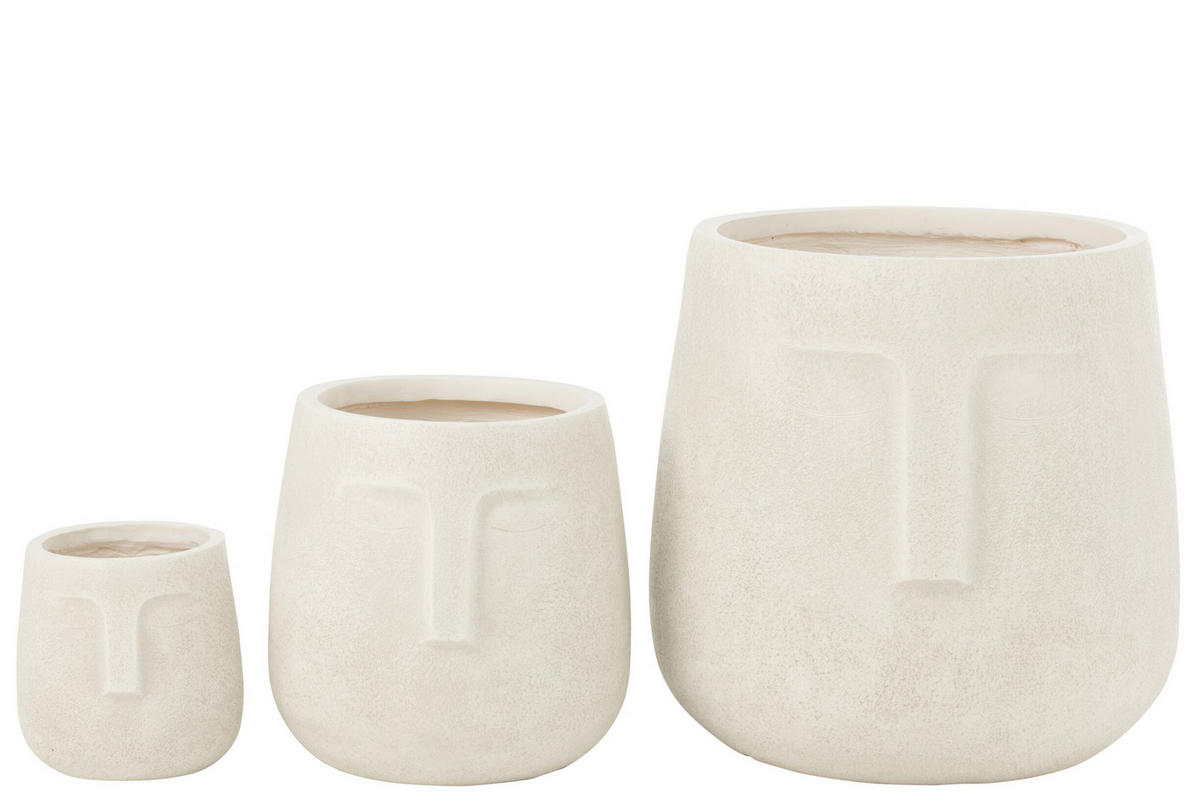 BLUMENTÖPFE MOAI - Töpferei - Weiß - 3er set - Ø 44 cm - Weiß, Keramik (44/42.5cm) - J-Line