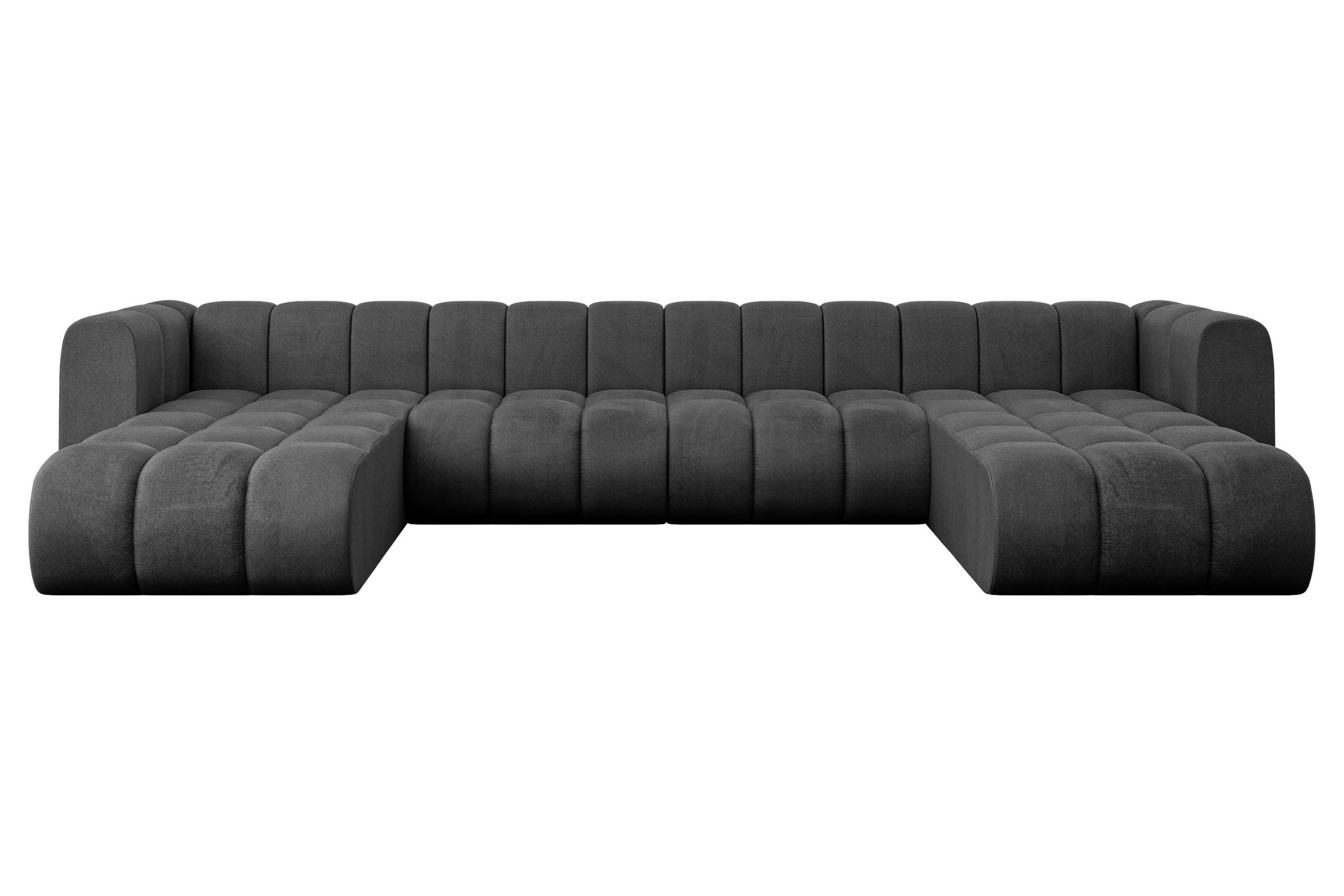 WOHNLANDSCHAFT modulares Sofa Joren-U2 - 410x177x70 cm Schwarz - Schwarz, Holzwerkstoff/Textil (410/70/177cm) - ALTDECOR