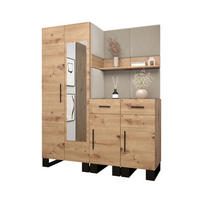 GARDEROBEN-SET 196/158/45,6 - Creme/Schwarz, Holz/Kunststoff (158/196/45.6cm) - Abiks Möbel